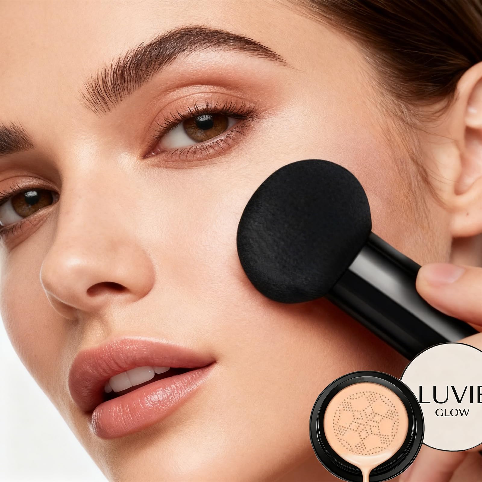 Luvie Glow Foundation Cushion – Mushroom Head Air Cushion CC Cream for Flawless, Dewy Skin
