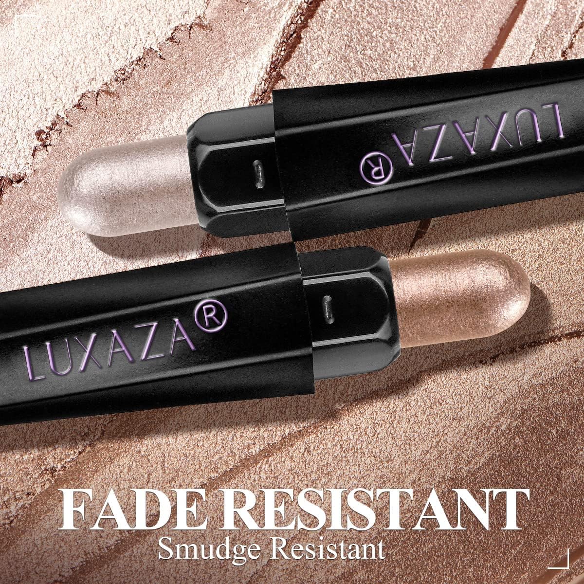 LUXAZA Champagne Pink Eyeshadow Stick Set – 6pc Long-Lasting Cream Shadow, Waterproof, Hexagonal Tube