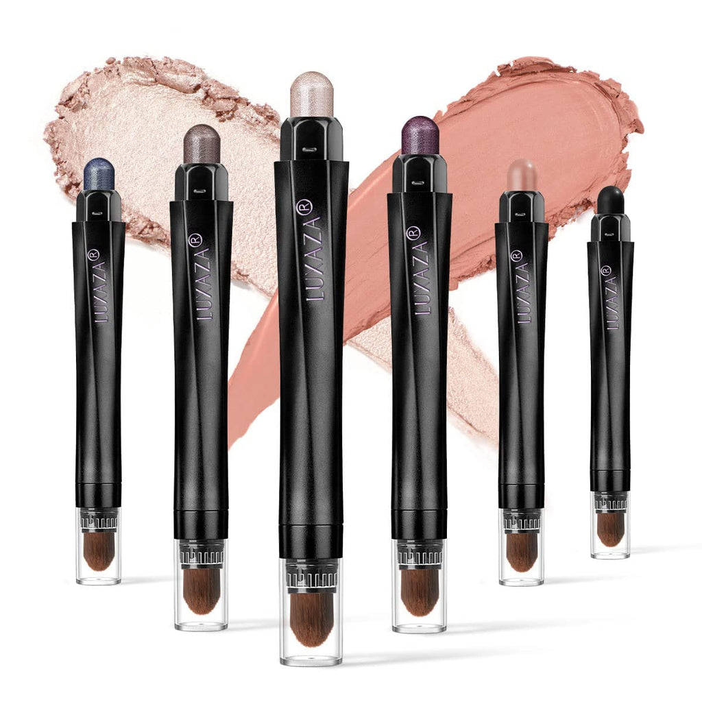Luxaza 6-Piece Eyeshadow Stick Set A07 Blue Grey – Matte & Metallic, Waterproof, Long-Lasting