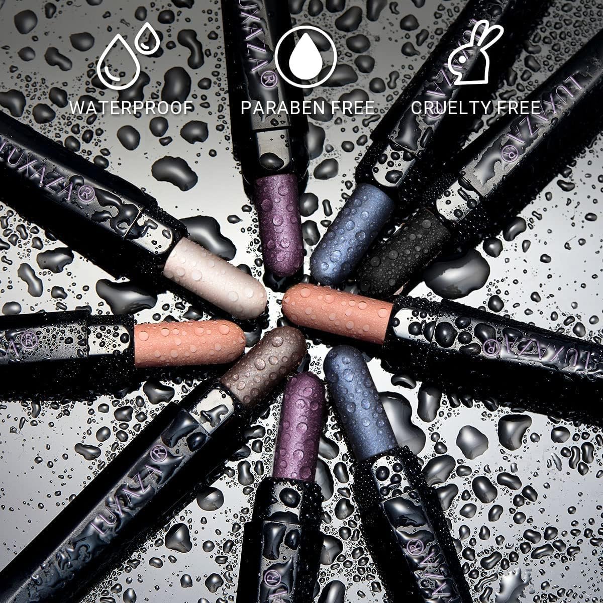 Luxaza 6-Piece Eyeshadow Stick Set A07 Blue Grey – Matte & Metallic, Waterproof, Long-Lasting