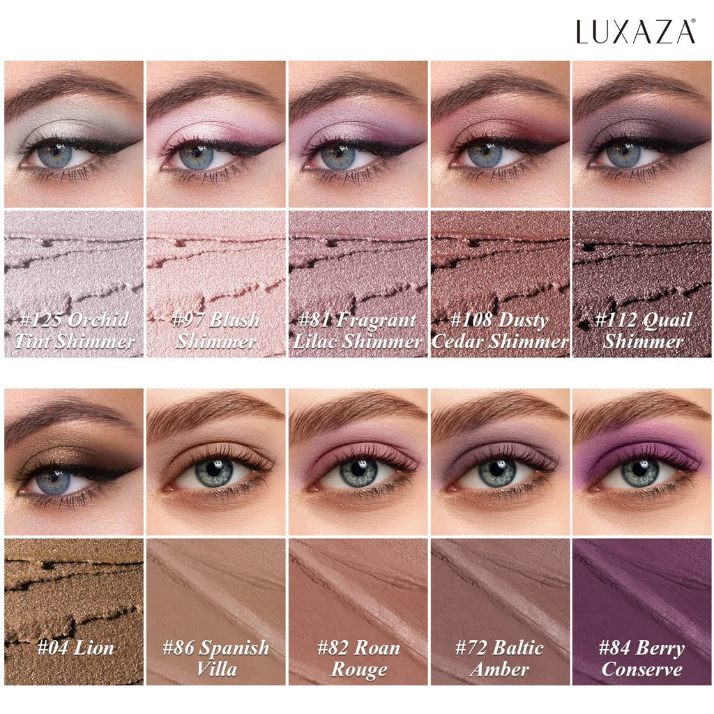 LUXAZA 10PCS Eyeshadow Stick Set – Shimmer & Neutral Brown Metallic Cream Pencils