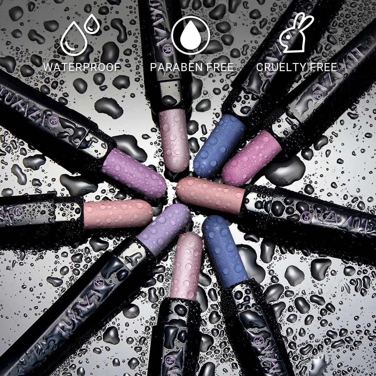 LUXAZA 6PCS Cream Eyeshadow Stick Set - Matte & Shimmer, Waterproof, Easy Glide, Purple Pink