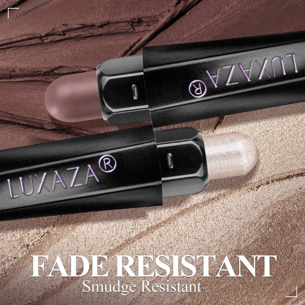 Luxaza Pro Brown Eyeshadow Stick Set – 10pc Neutral Shimmer & Matte Cream Palette | Long-Lasting Color