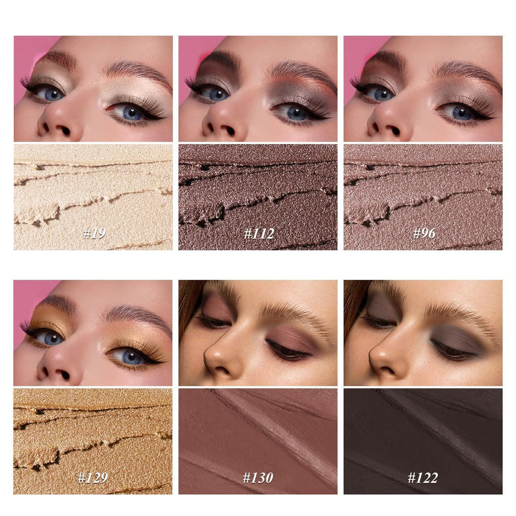 LUXAZA PRO Brown Eyeshadow Stick 6-Piece Set – Taupe Mauve Neutral Palette