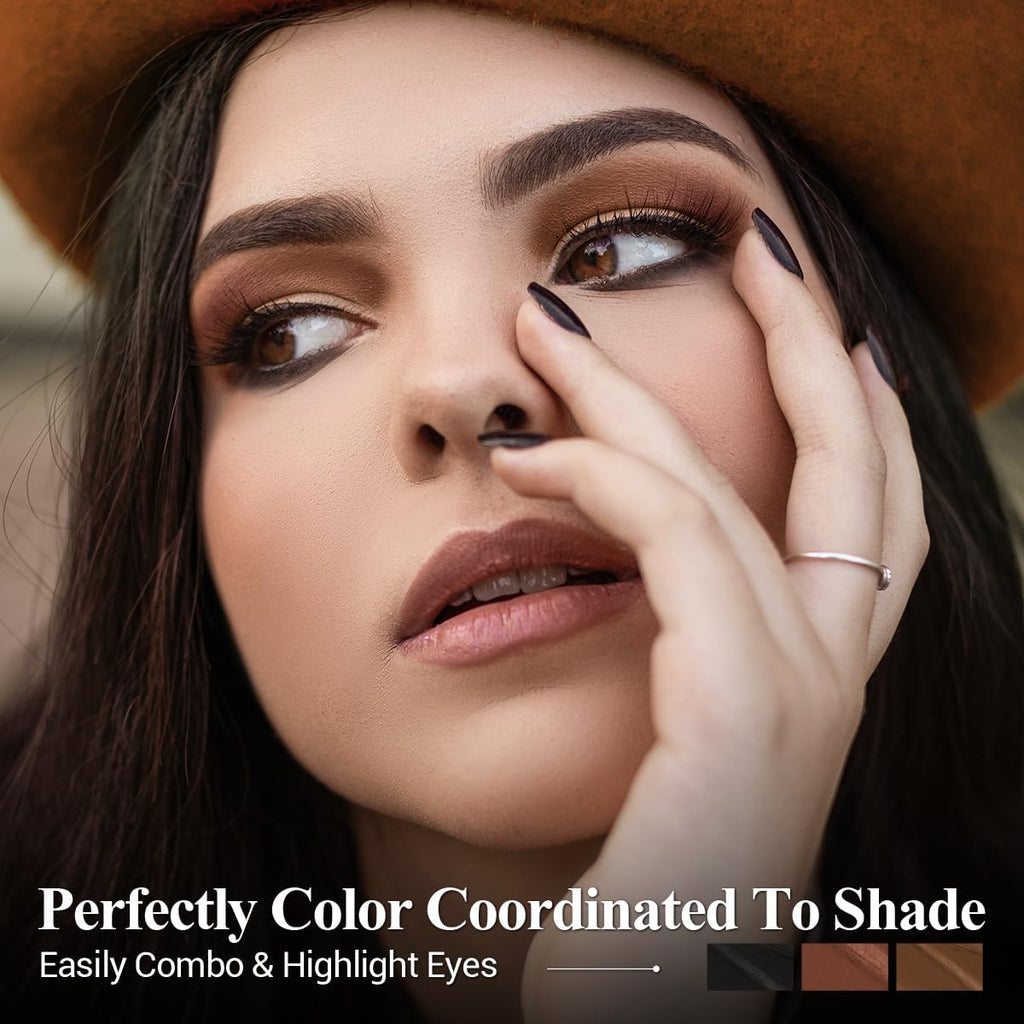 LUXAZA PRO Brown Eyeshadow Stick Set (6 pcs) – Neutral Matte Cream Eye Shadow, Eyeliner Pencil, Brown Cashmere