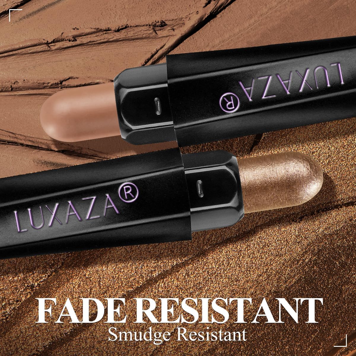 LUXAZA PRO Neutral Brown Eyeshadow Stick 6-Piece Set – Metallic Shimmer & Matte Cream Eye Shadow in Brown Latte