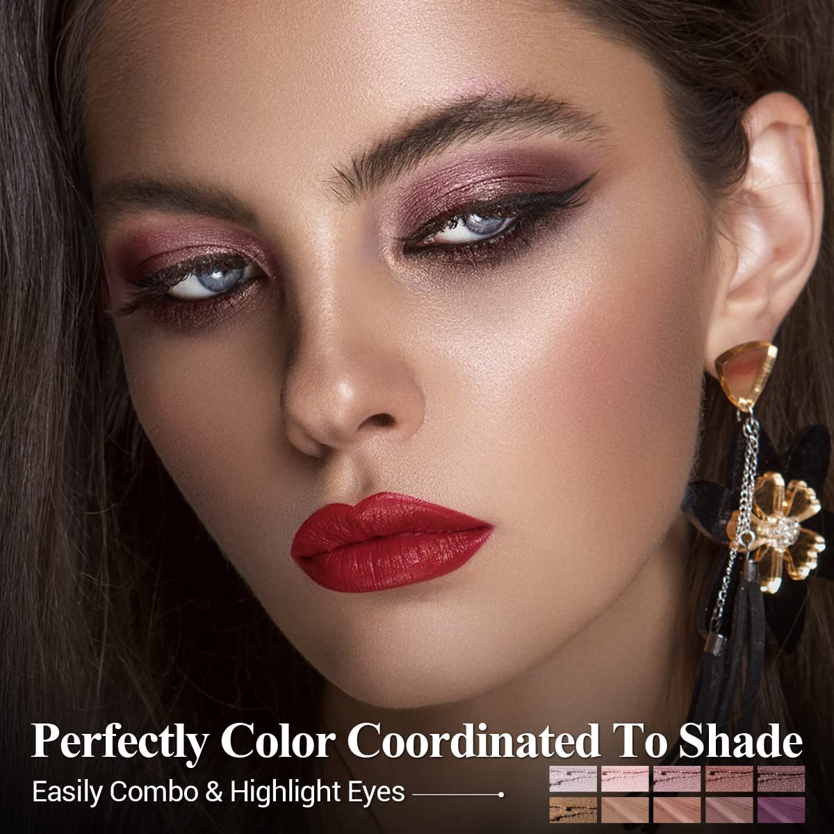 Luxaza Pro Plum Eyeshadow Stick Set 10pcs – Neutral Shimmer & Matte Cream Palette, Bronze Smoky Eyeliner, Cocoa Crush