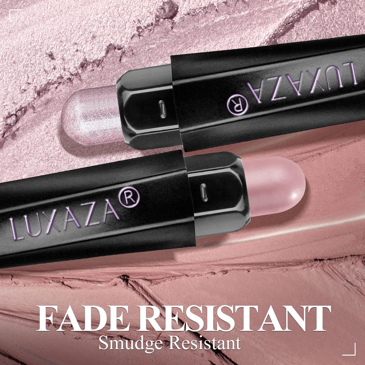 LUXAZA 6PCS Cream Eyeshadow Stick Set - Matte & Shimmer, Waterproof, Easy Glide, Purple Pink