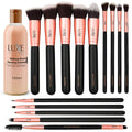 Luxe Premium Makeup Brushes Set (14pc) – Synthetic Face & Eye Brushes + Cleaning Solution