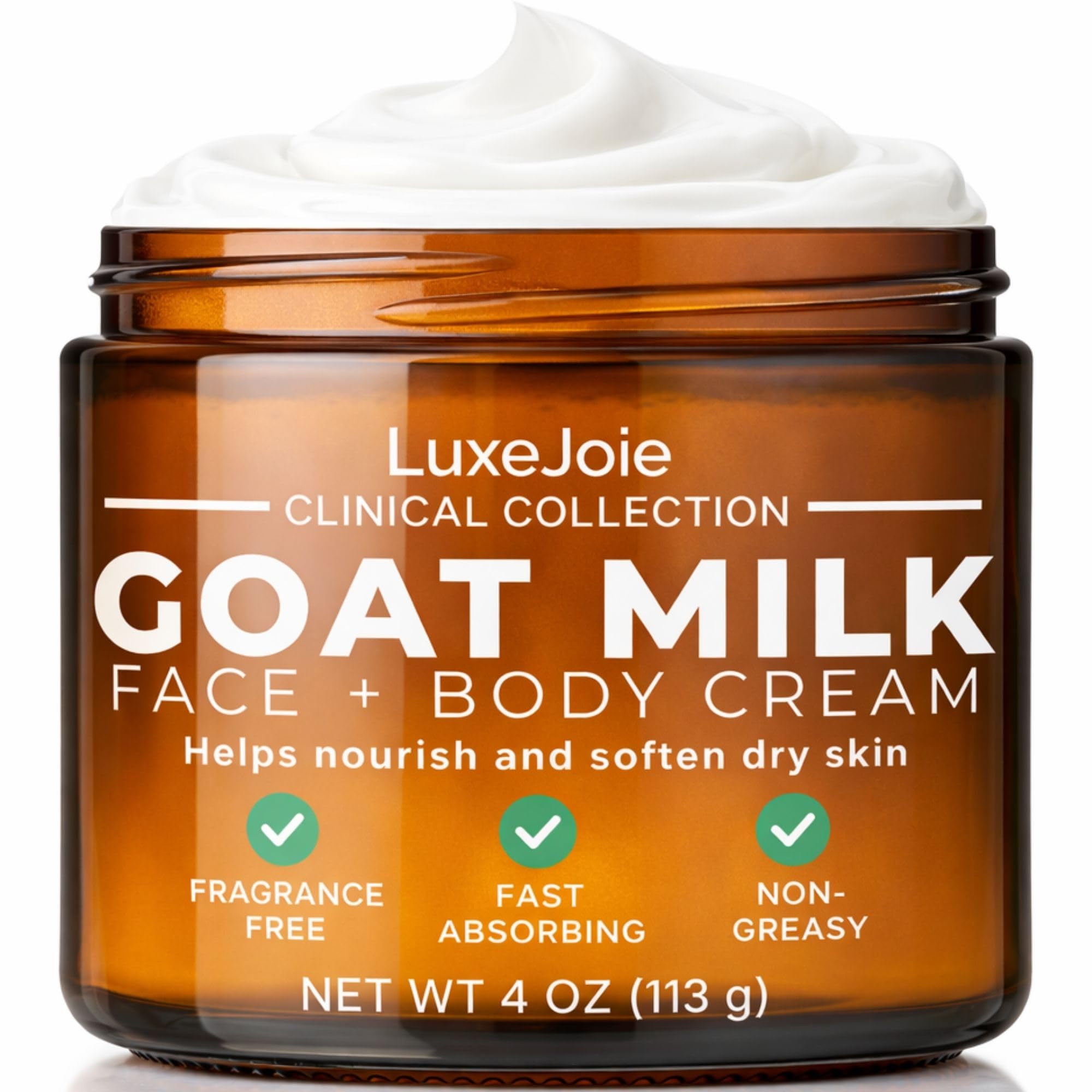 LuxeJoie Goat Milk Lotion Moisturizer – Lightweight, Fast-Absorbing Hydration for Face & Body