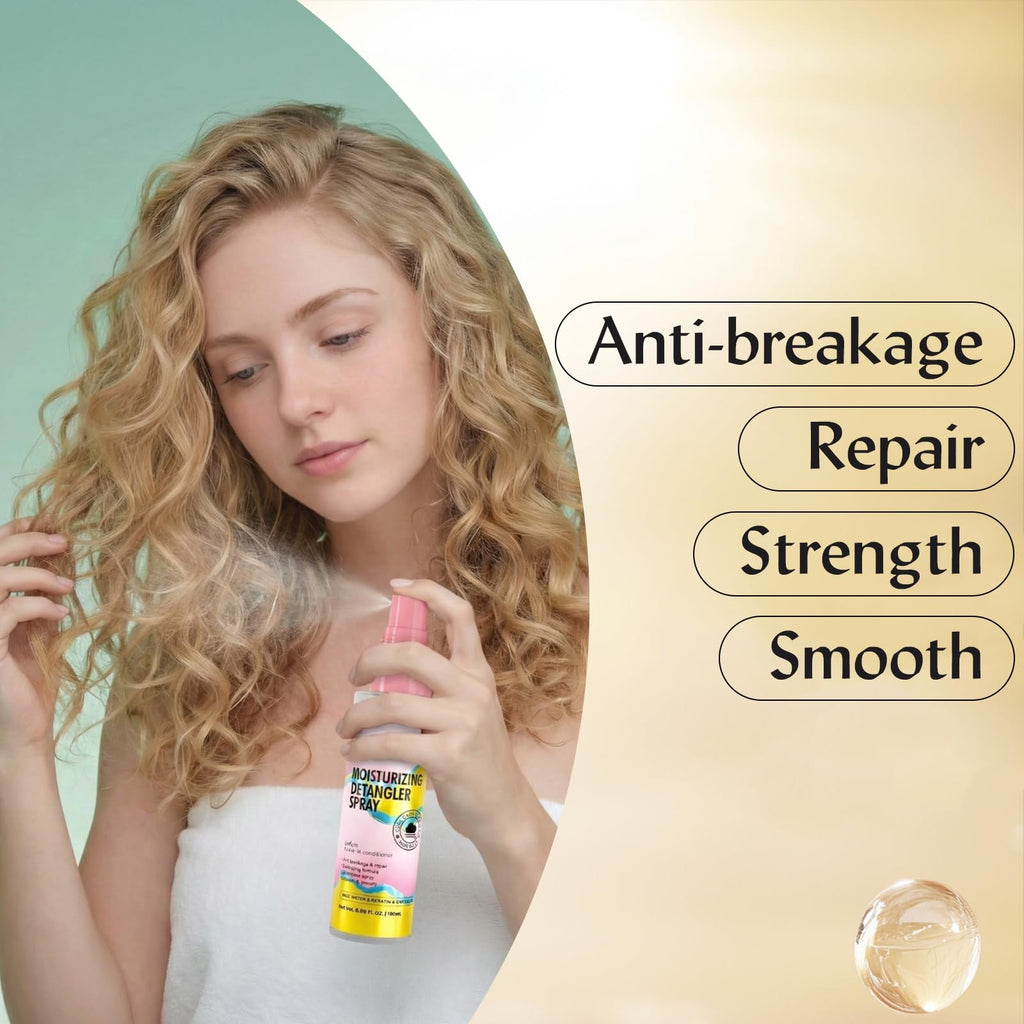 Luxfume Moisturizing Detangler Spray for Women – Curly Hair with Rice Water, Keratin & Castor Oil