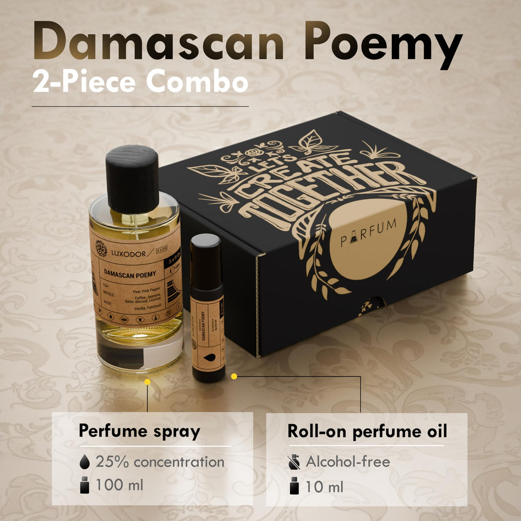 Luxodor Damascus Poemy – Inspired by Y S.L.'s Black Opium | 100ml + 10ml Roll-On for Women