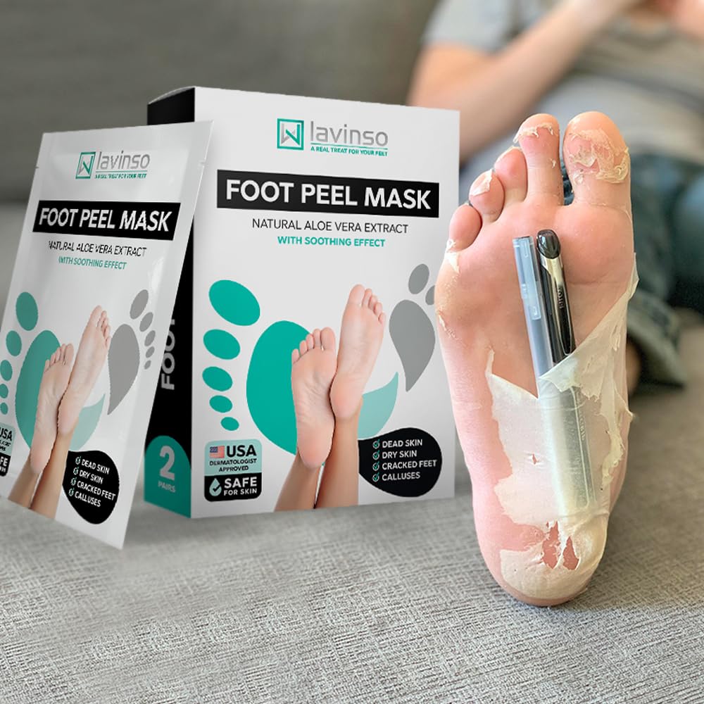 LV LAVINSO Foot Peel Mask – 2-Pack for Soft, Baby-Soft Feet (Original Scent)