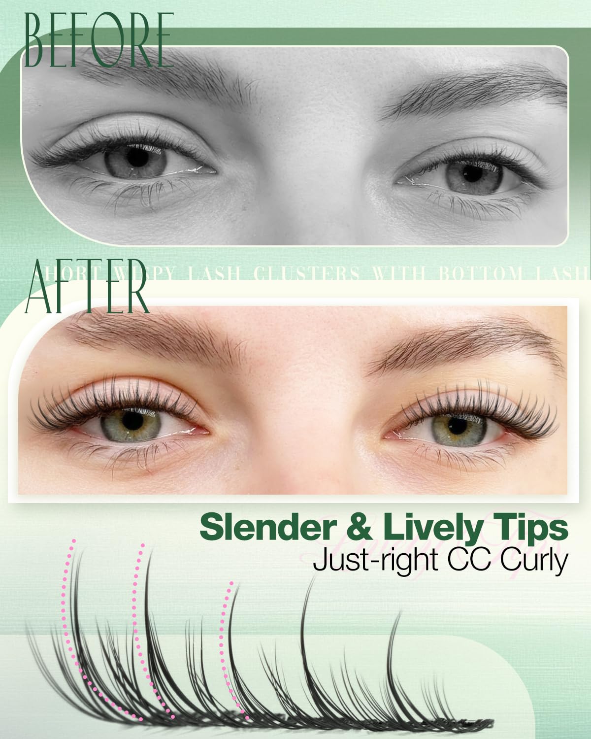 Natural Lash Clusters Kit by Lvmixwig – Short 8-12mm Wispy DIY Lash Extensions