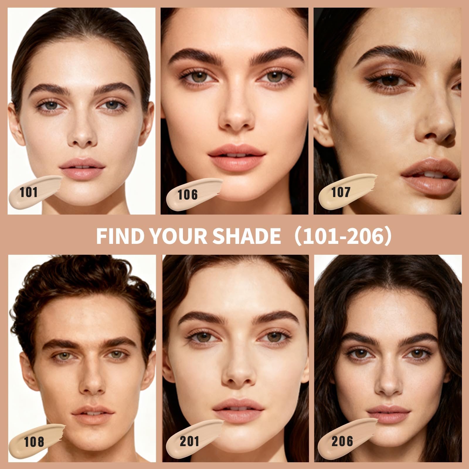 LXSKN 6-in-1 Matte Foundation with 1% Hyaluronic Acid – Shade 108 Light | All Skin Types
