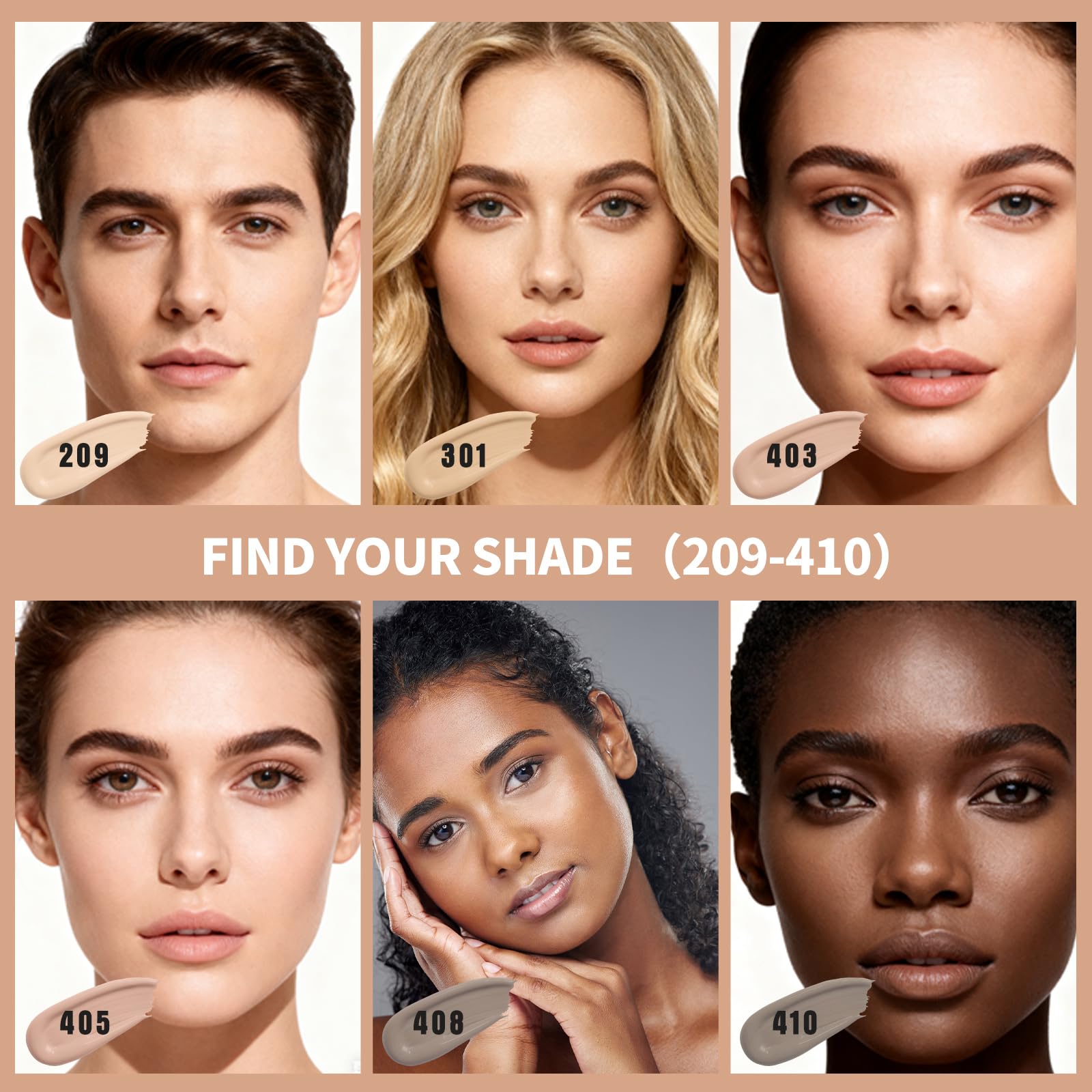 LXSKN 6-in-1 Matte Foundation with 1% Hyaluronic Acid — Poreless Glow, 12 Shades (101 Light)