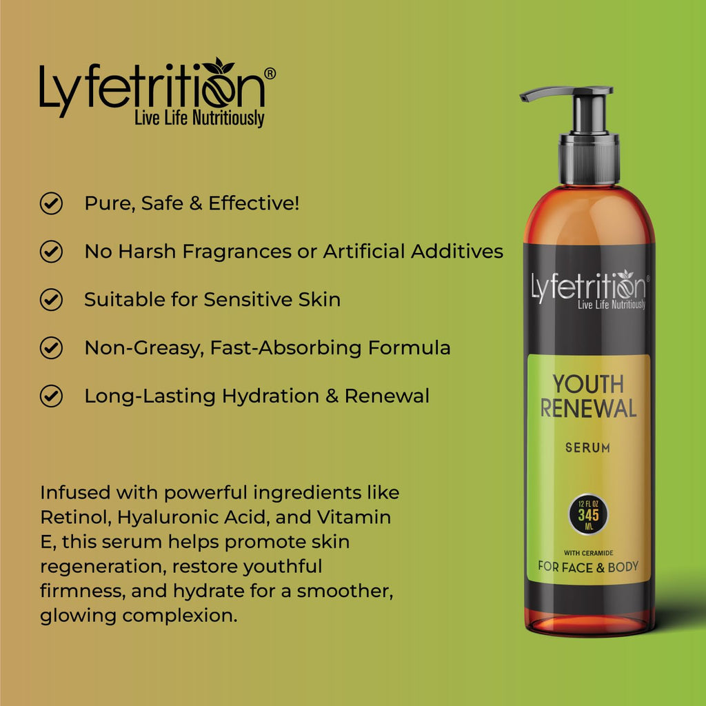 Lyfetrition Youth Renewal Serum – 12 oz Aloe & Retinol, Vegan, Cruelty-Free