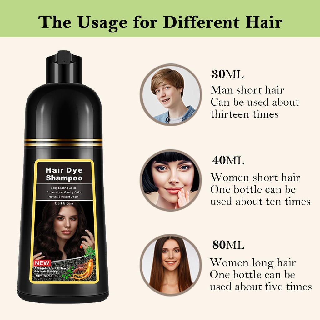 Lymznus Instant Dark Brown Hair Dye Shampoo — 3-in-1 Color, Cleanse & Condition (17.6 oz)