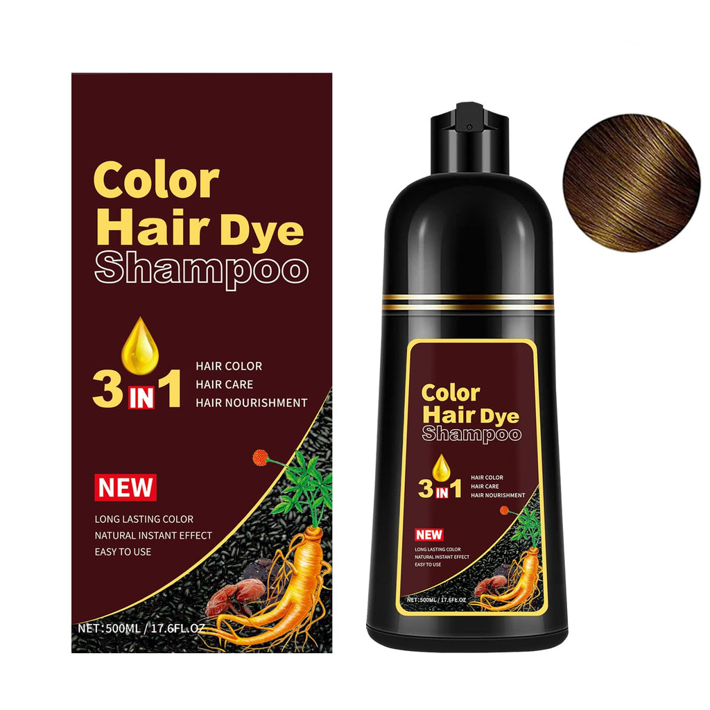 Lymznus Chestnut Brown Hair Dye Shampoo 3-in-1 – Instant Color, Cleanse & Condition