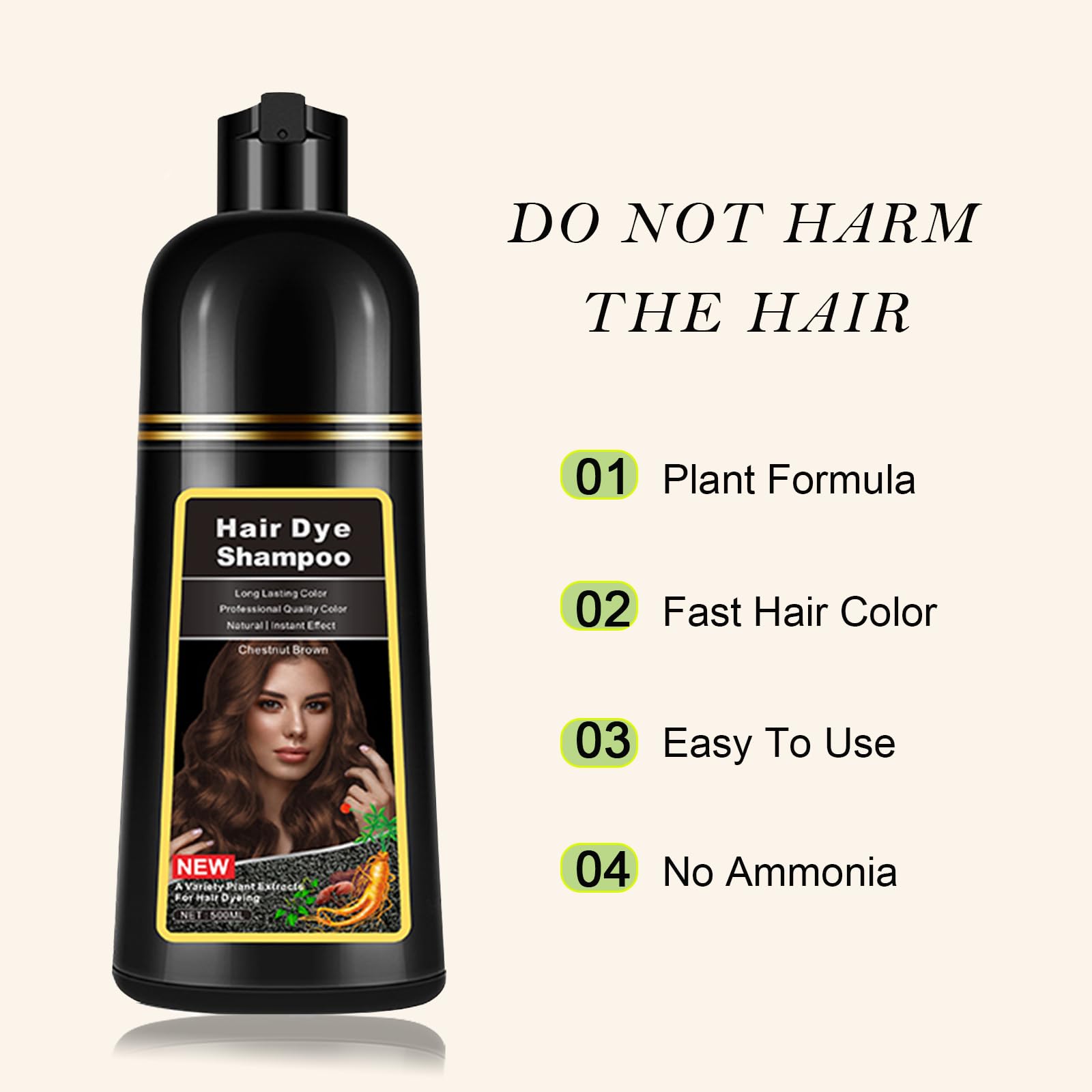 Lymznus Chestnut Brown Hair Dye Shampoo 3-in-1 – Instant Color, Cleanse & Condition