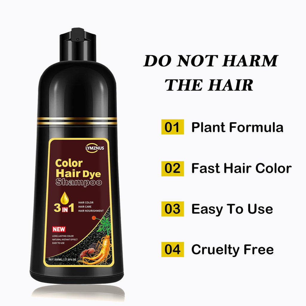 Lymznus Instant Herbal Blonde Brown Hair Dye Shampoo 3-in-1 | Color, Cleanse & Condition in Minutes | 500ml