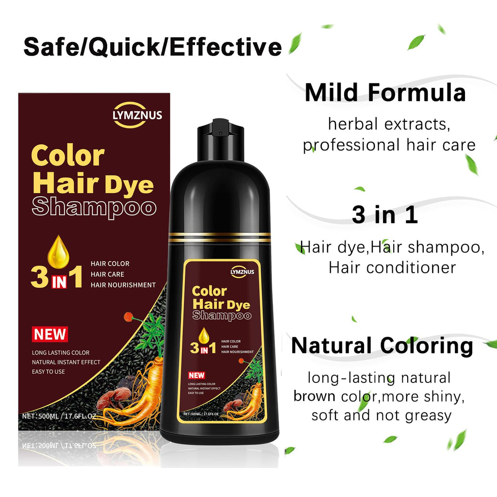 Lymznus Instant Herbal Blonde Brown Hair Dye Shampoo 3-in-1 | Color, Cleanse & Condition in Minutes | 500ml