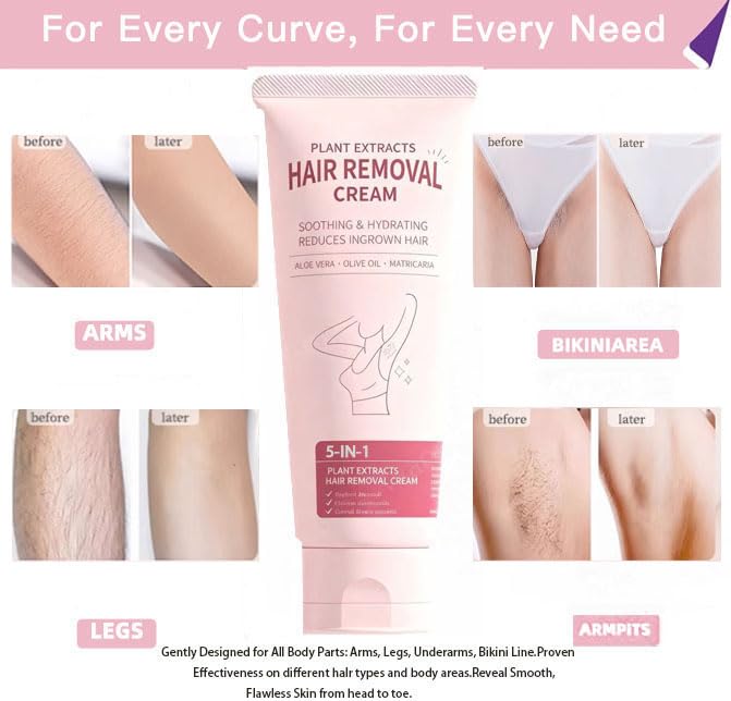 Lynepa 3.5oz Full Body Hair Removal Cream for Women — Aloe, Ceramides, Hyaluronic Acid