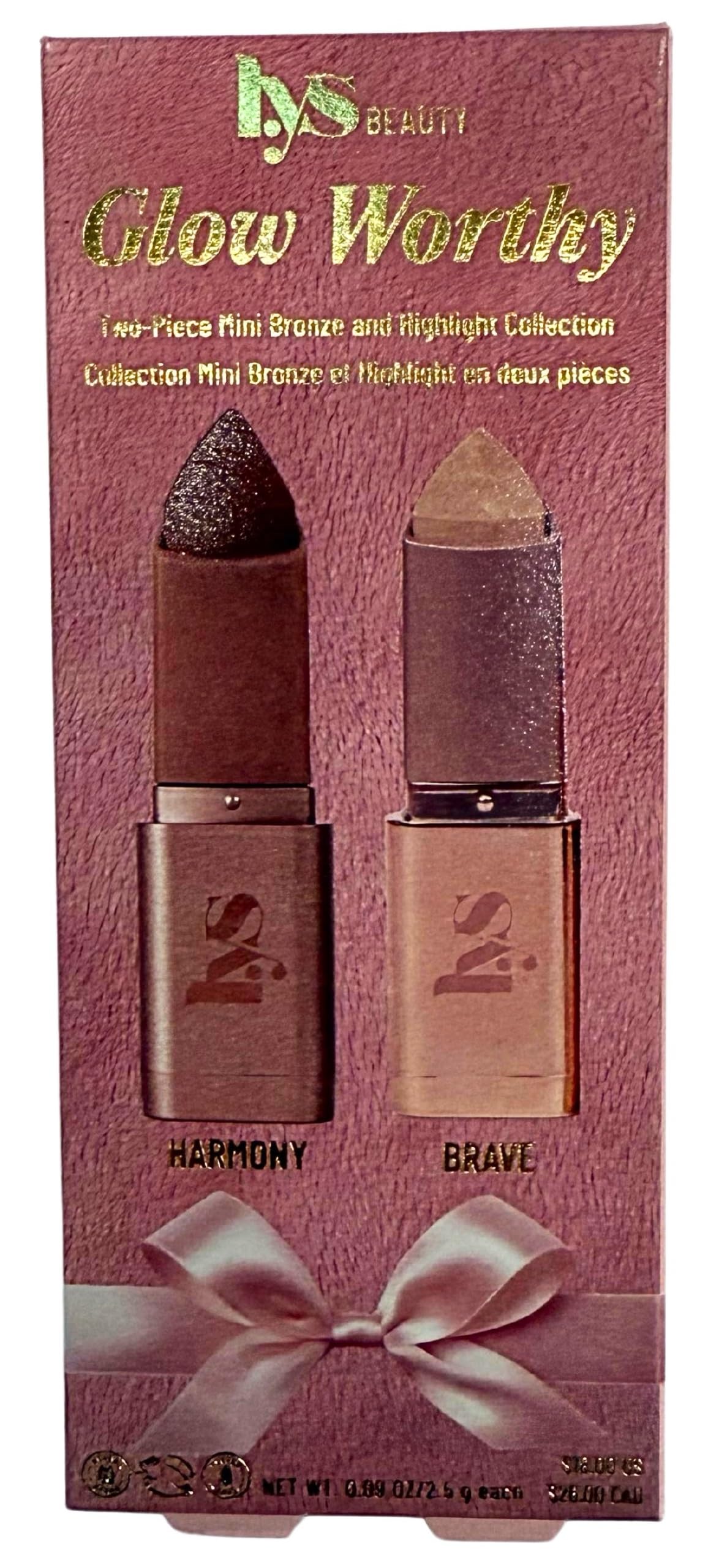 LYS Beauty Glow Worthy Mini Duo: Harmony Cream Bronzer + Brave Highlighter – 0.09 oz Each