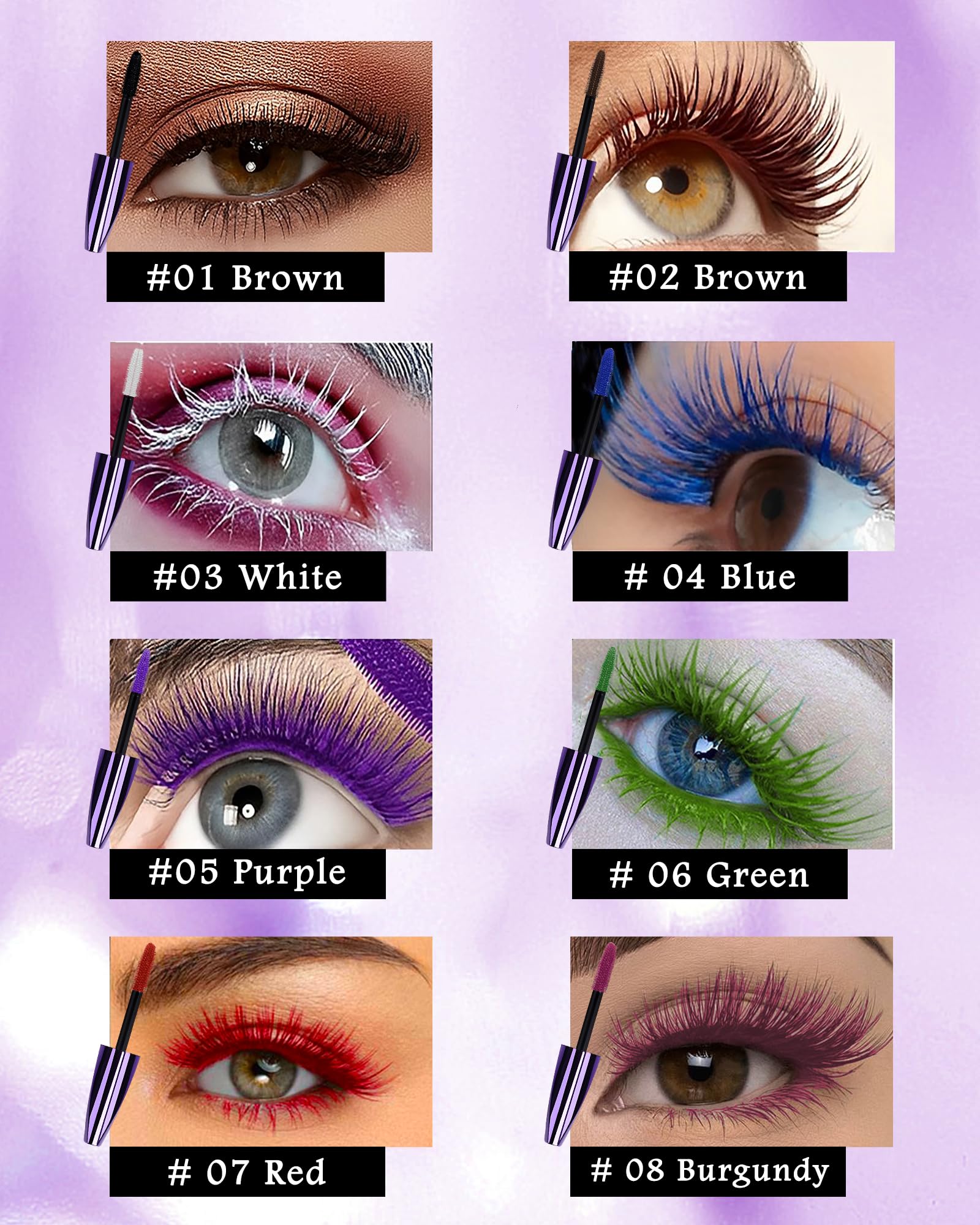 LYSdefeu 5D Colored Mascara – 6 Vibrant Shades, Waterproof, Volume & Length