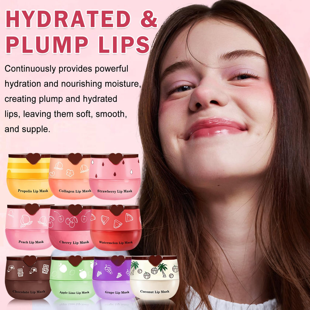 LZXLUKGIR 10Pcs Honey Pot Lip Balm – Moisturizing Lip Care Set & Overnight Lip Mask