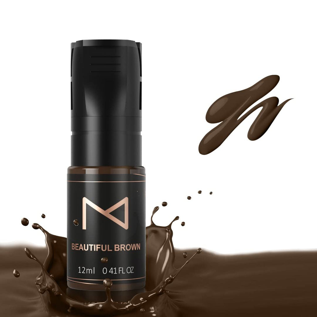 M Cosmetic Liquid Pigment for Eyebrow Powder Brows - 12ml Beautiful Brown | Professional Use Only