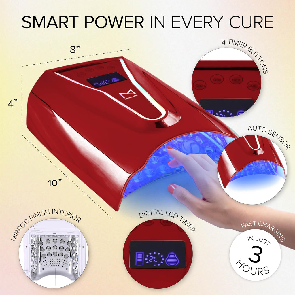 M Crystal Cure 128W UV Nail Lamp — Fast Gel Curing, Cordless Rechargeable, Auto Sensor