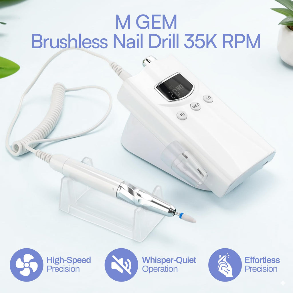 M GEM Brushless Nail Drill 35K RPM | Cordless Efile for Acrylic, Gel & Natural Nails