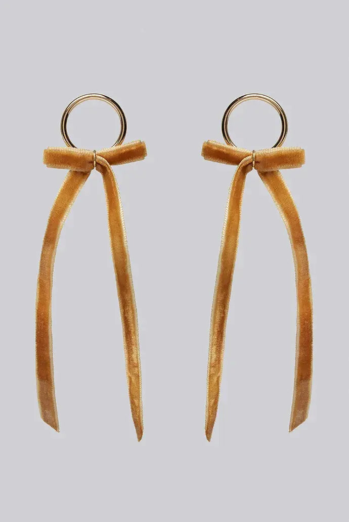 Minnie Velvet Bow Gold Earrings
