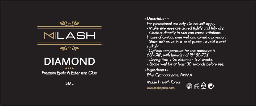 M LASH Diamond Premium Lash Glue – 6-7 Weeks Retention, 1-2s Dry Time, 5ml | Pro Lash Adhesive