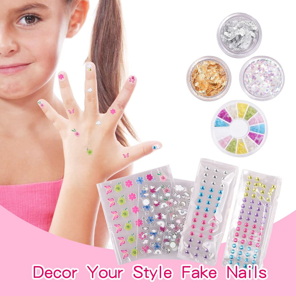 M&U MAKE YOU UP Nail Art Kit for Girls — 34Pcs Non-Toxic Peel-Off Polish & DIY Sticker Set