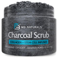 Exfoliating Charcoal Scrub with Collagen & Stem Cells – M3 Naturals Body & Face Salt Scrub