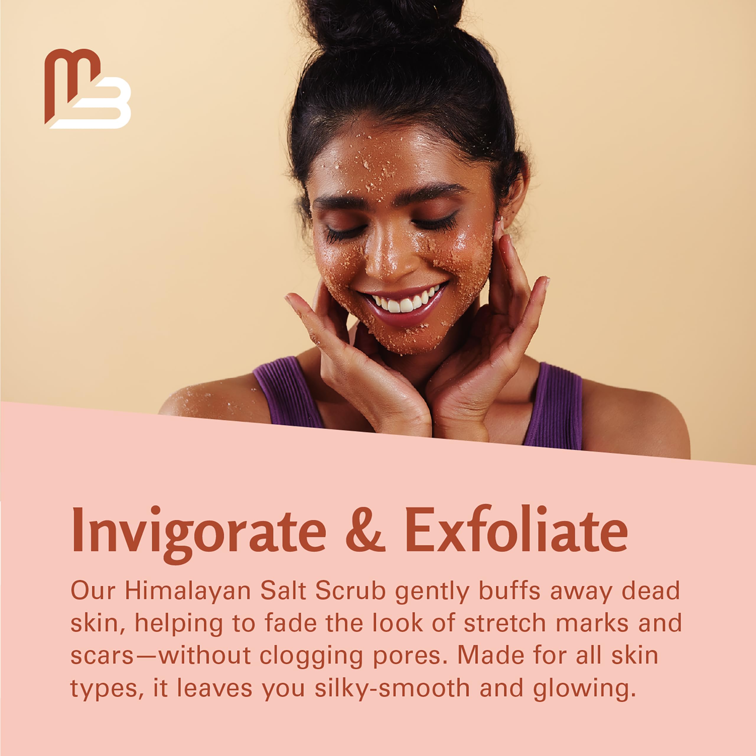 M3 Naturals Himalayan Salt Scrub – Exfoliate Face, Body & Feet with Collagen & Stem Cells | 16 oz