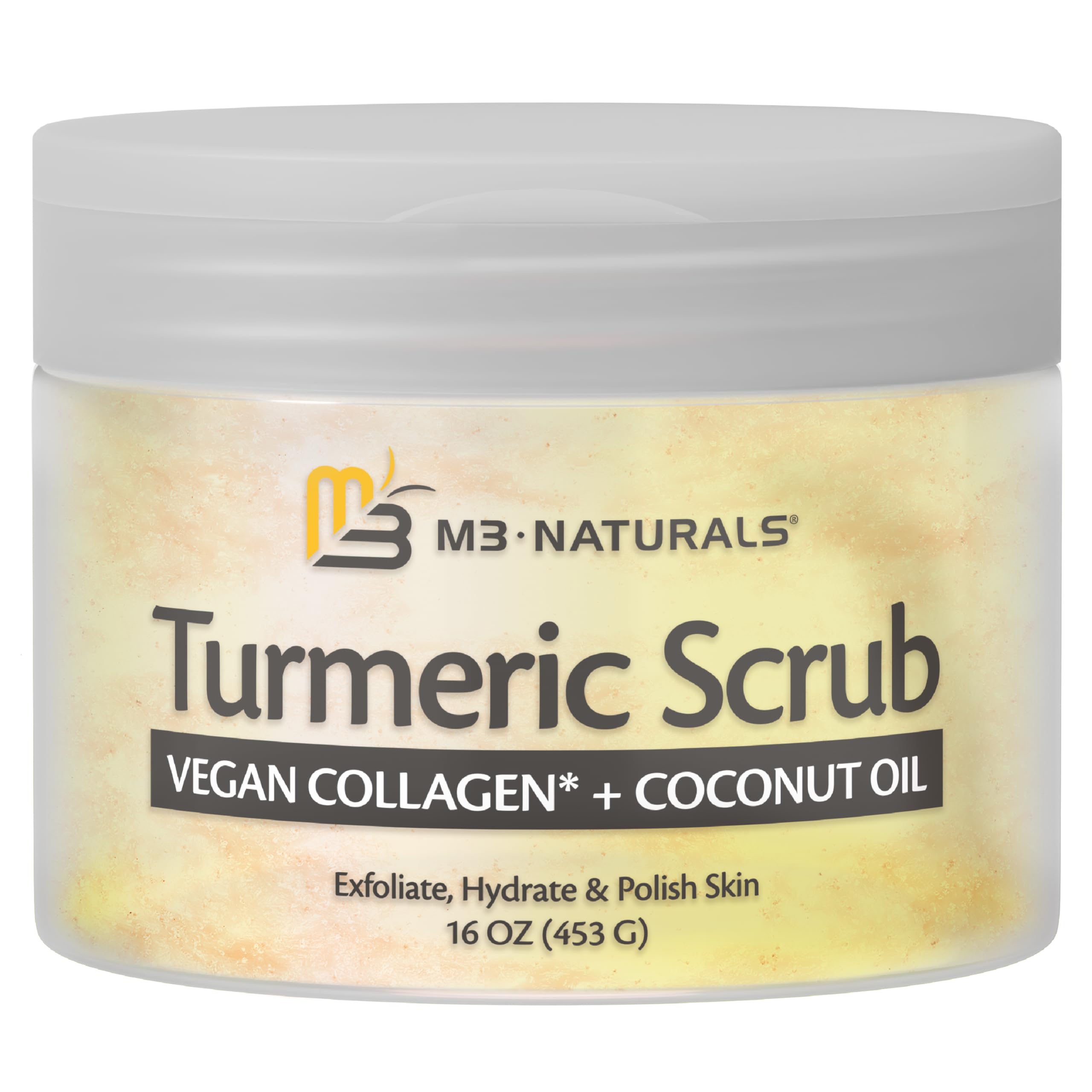 M3 Naturals Exfoliating Turmeric Scrub with Collagen & Coconut Oil - 16 oz