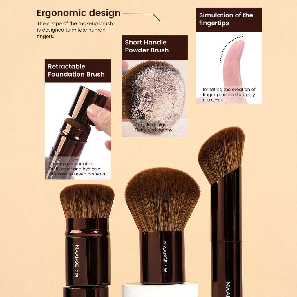 MAANGE 20-Piece Makeup Brush Set with Gift Box | Double-End Kabuki Brushes, Alu Handles, Soft Synthetic Bristles