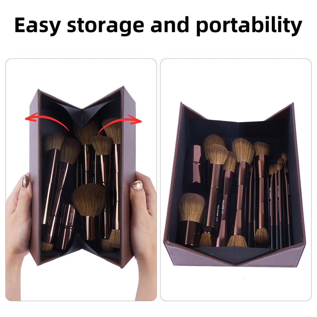 MAANGE 20-Piece Makeup Brush Set with Gift Box | Double-End Kabuki Brushes, Alu Handles, Soft Synthetic Bristles