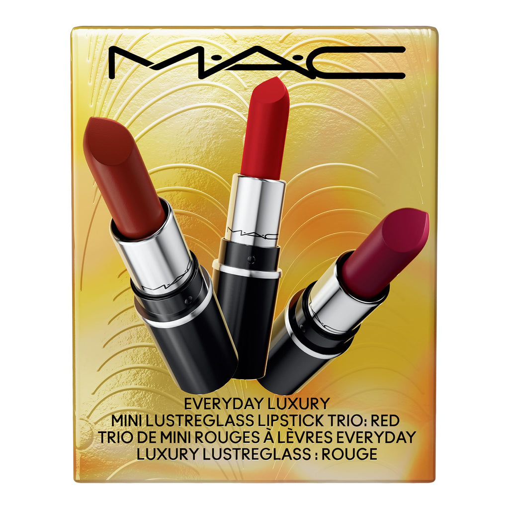 MAC Everyday Luxury Mini Lustreglass Lipstick Trio – Red 3-Piece Holiday Gift Set