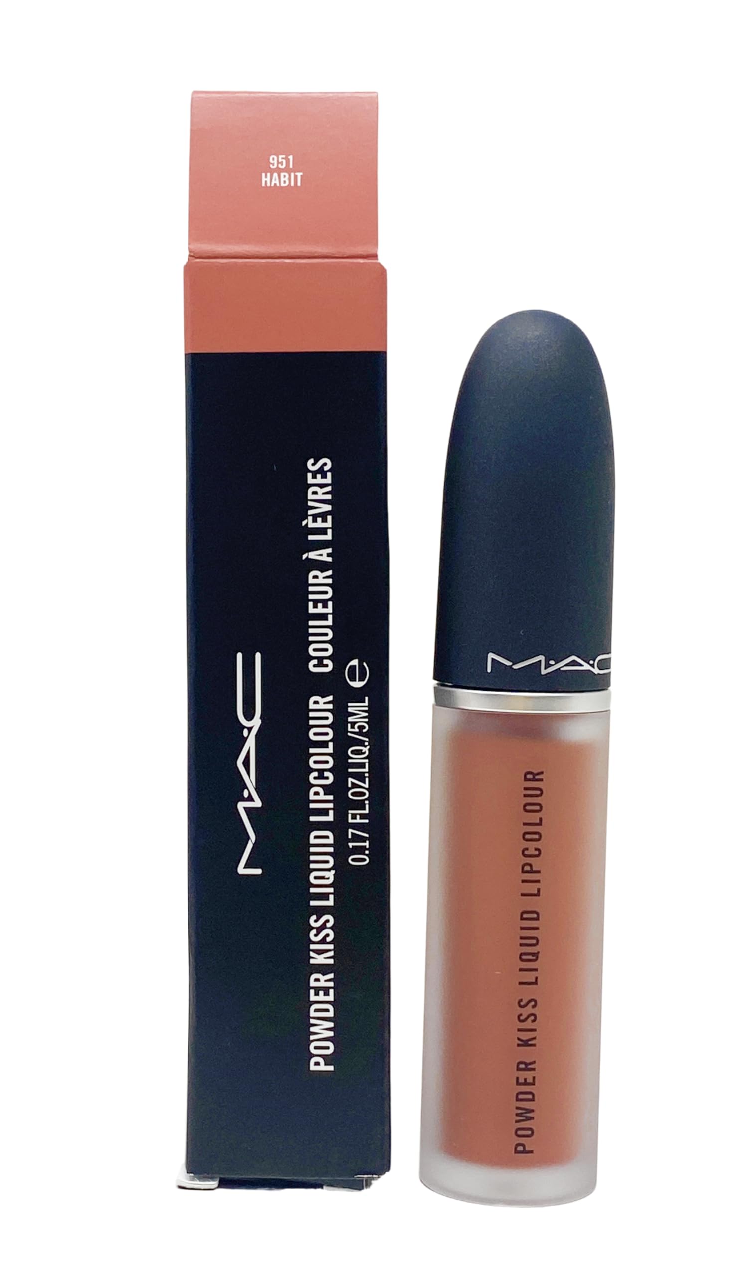 MAC Powder Kiss Liquid Lipcolour 951 Habit – Peachy Nude 0.17 oz / 5 ml
