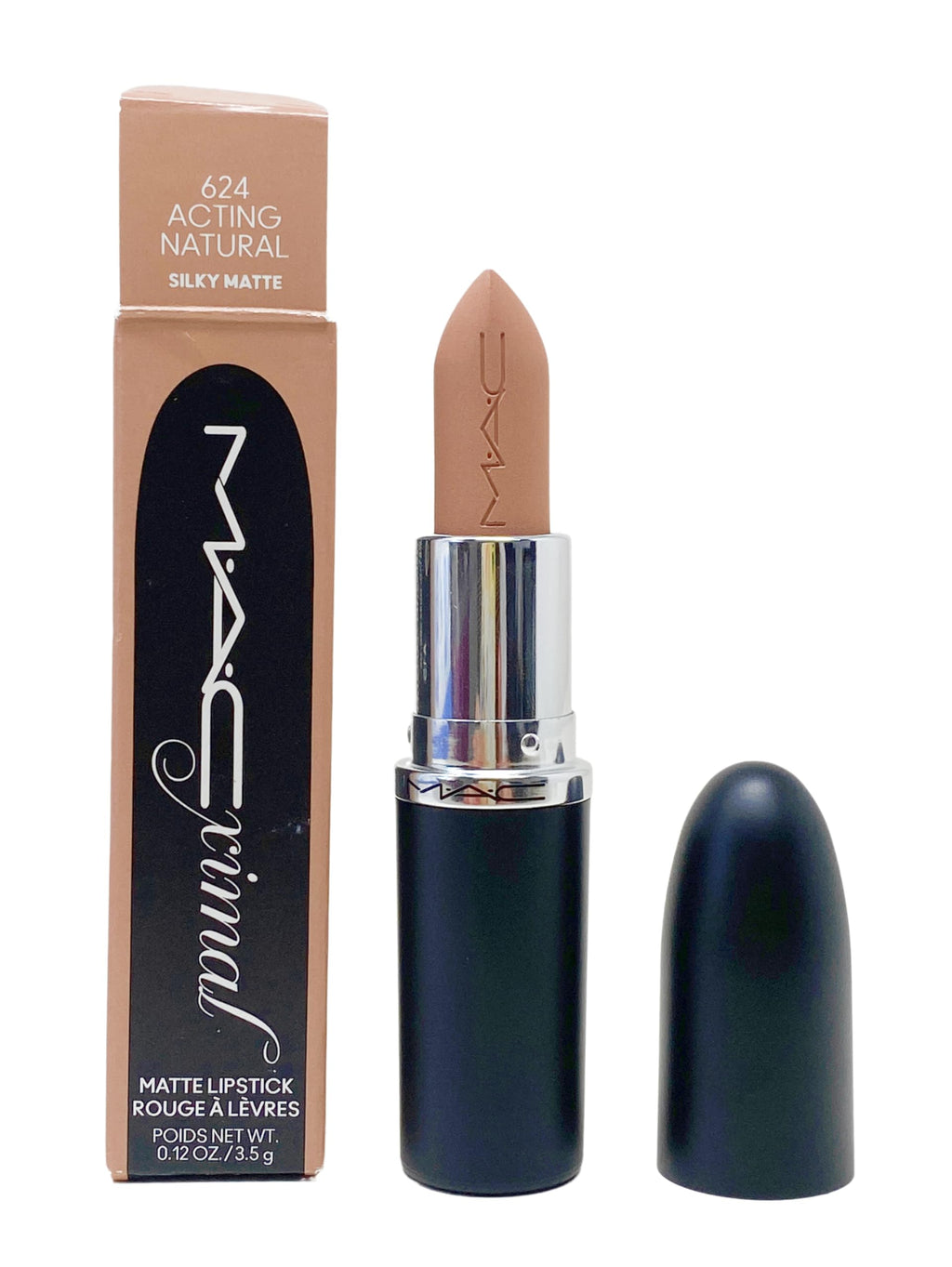 MAC Ximal Silky Matte Lipstick - 624 Acting Natural | Warm Nude Beige, 0.12 oz / 3.5 g
