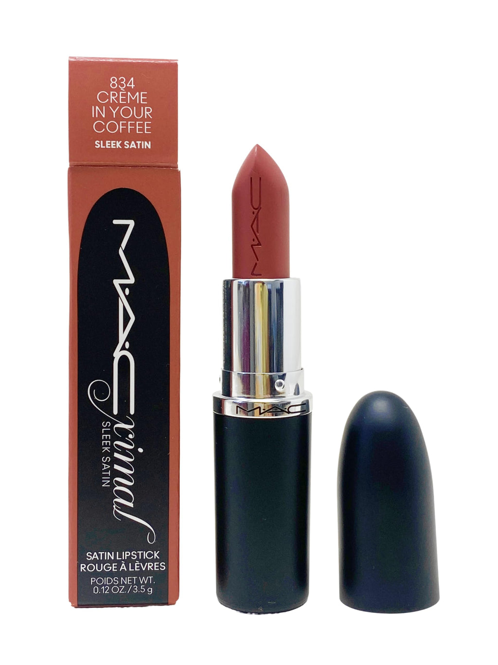 MAC Ximal Sleek Satin Lipstick - 834 Creme In Your Coffee (Midtone Pink Brown) 0.12 oz