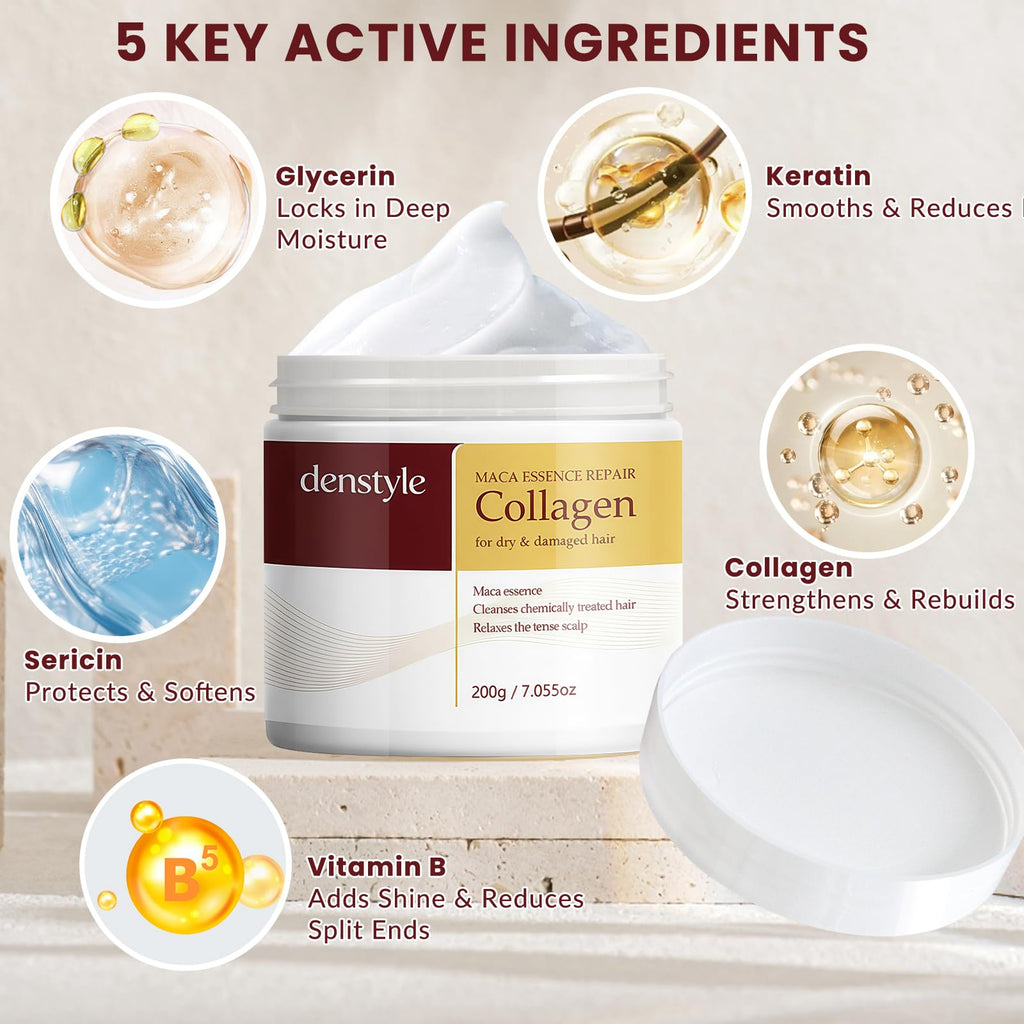 Collagen Hair Mask & Argan Oil Set – Deep Conditioning for Damaged Hair (3.38 fl oz + 7.06 oz)