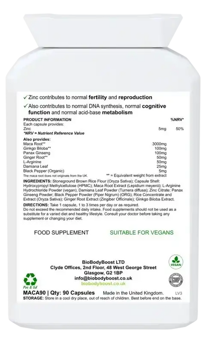 Maca Root Vitality Supplement | Energy & Hormone Support UK