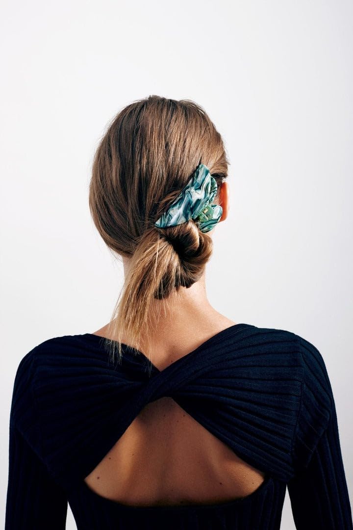 MACHETE Midi Heirloom Claw Clip 3.5 Inch Opalite Shell Checker Hair Accessory