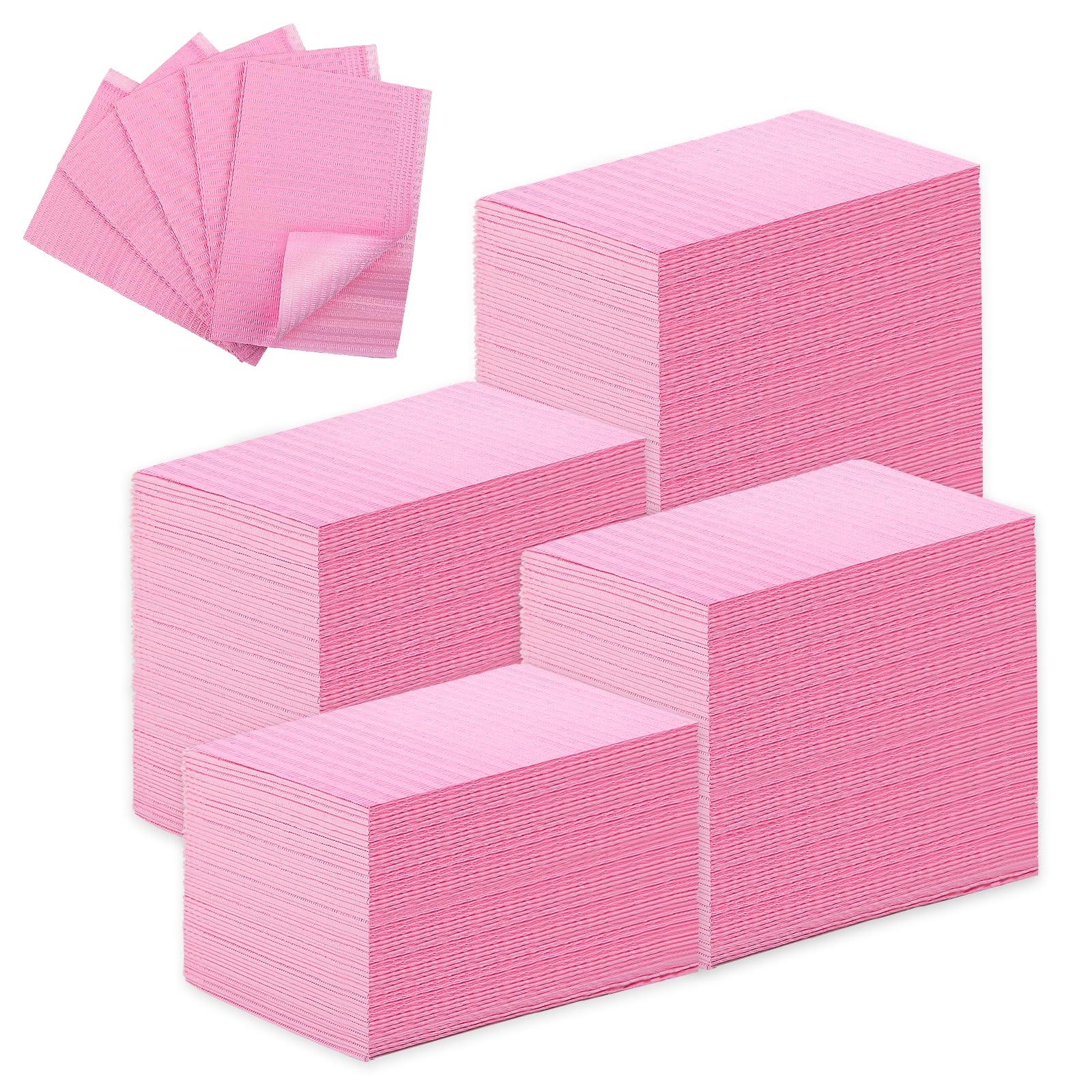 Machine-Ya 490pc Disposable Nail Mats – Foldable 13x18 Pink, 3-Ply Waterproof Table Protectors