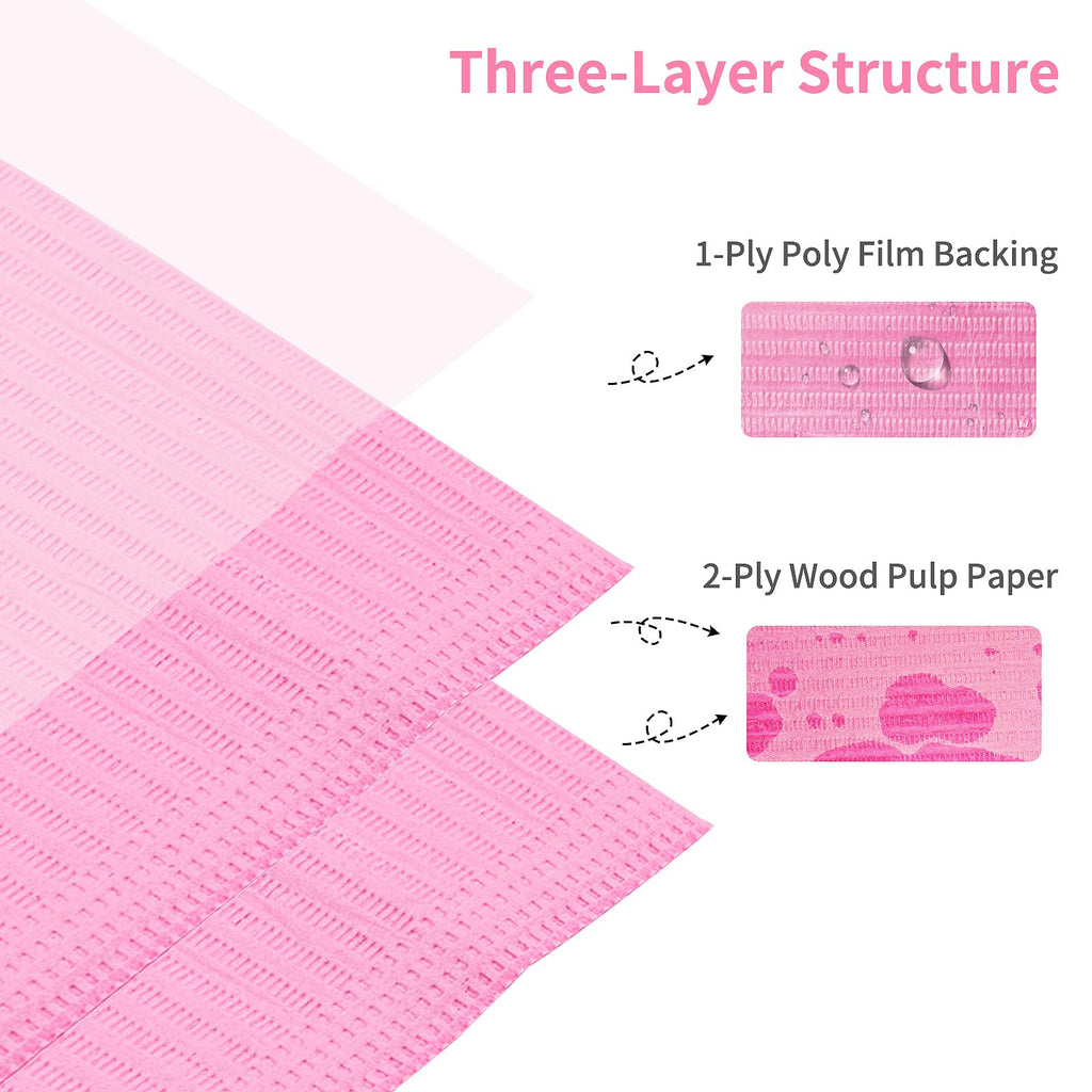 Machine-Ya 490pc Disposable Nail Mats – Foldable 13x18 Pink, 3-Ply Waterproof Table Protectors